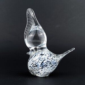 Vintage Art Glass Bird Hand Blown Paperweight Figurine Sweden Scandinavian